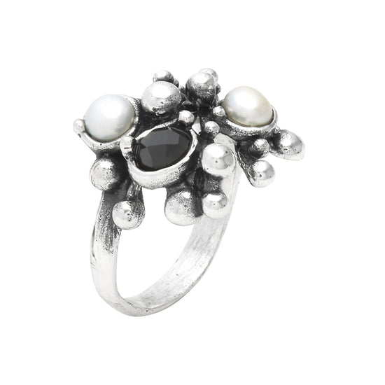 Anello Giovanni Raspini Aura in argento con perle e onice 14