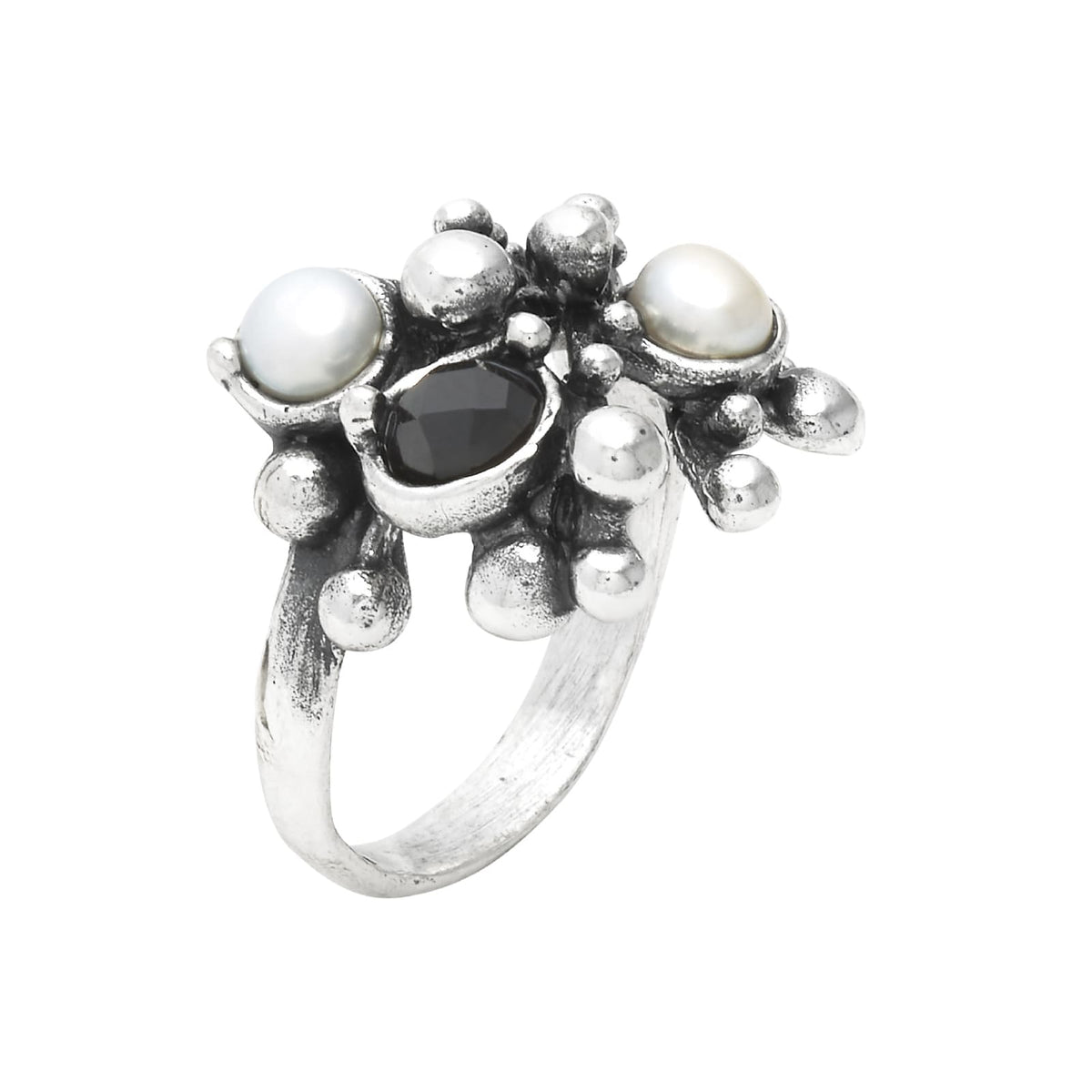 Anello Giovanni Raspini Aura in argento con perle e onice 14