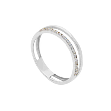 Anello Joy Gioielli in oro bianco 9KT doppio filo e zirconi 14