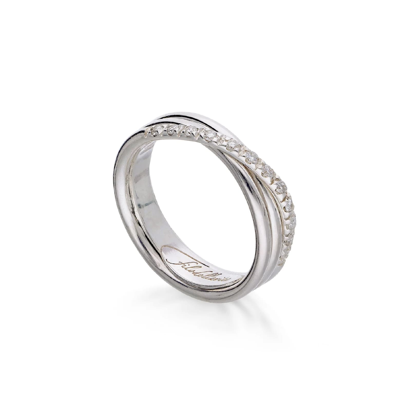 Anello Rubinia Filodellavita 3 fili con diamanti bianchi 0,17ct 14