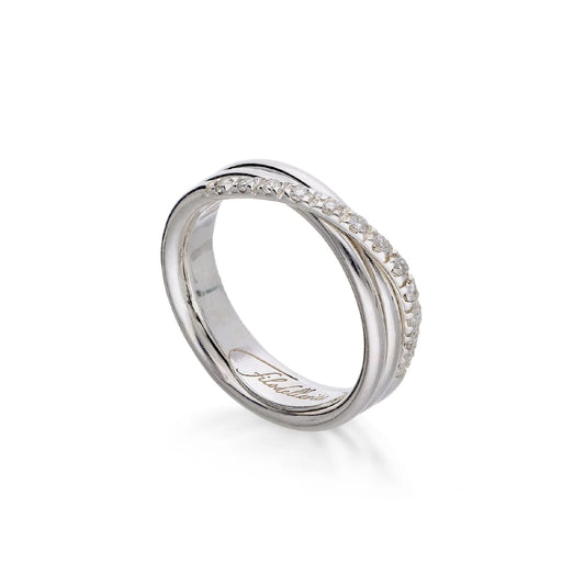 Anello Rubinia Filodellavita 3 fili con diamanti bianchi 0,17ct 14