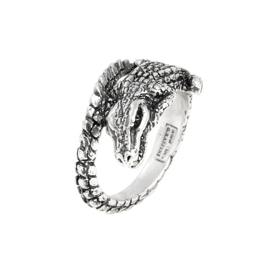 Anello mignolo Giovanni Raspini in argento e coccodrillo 14