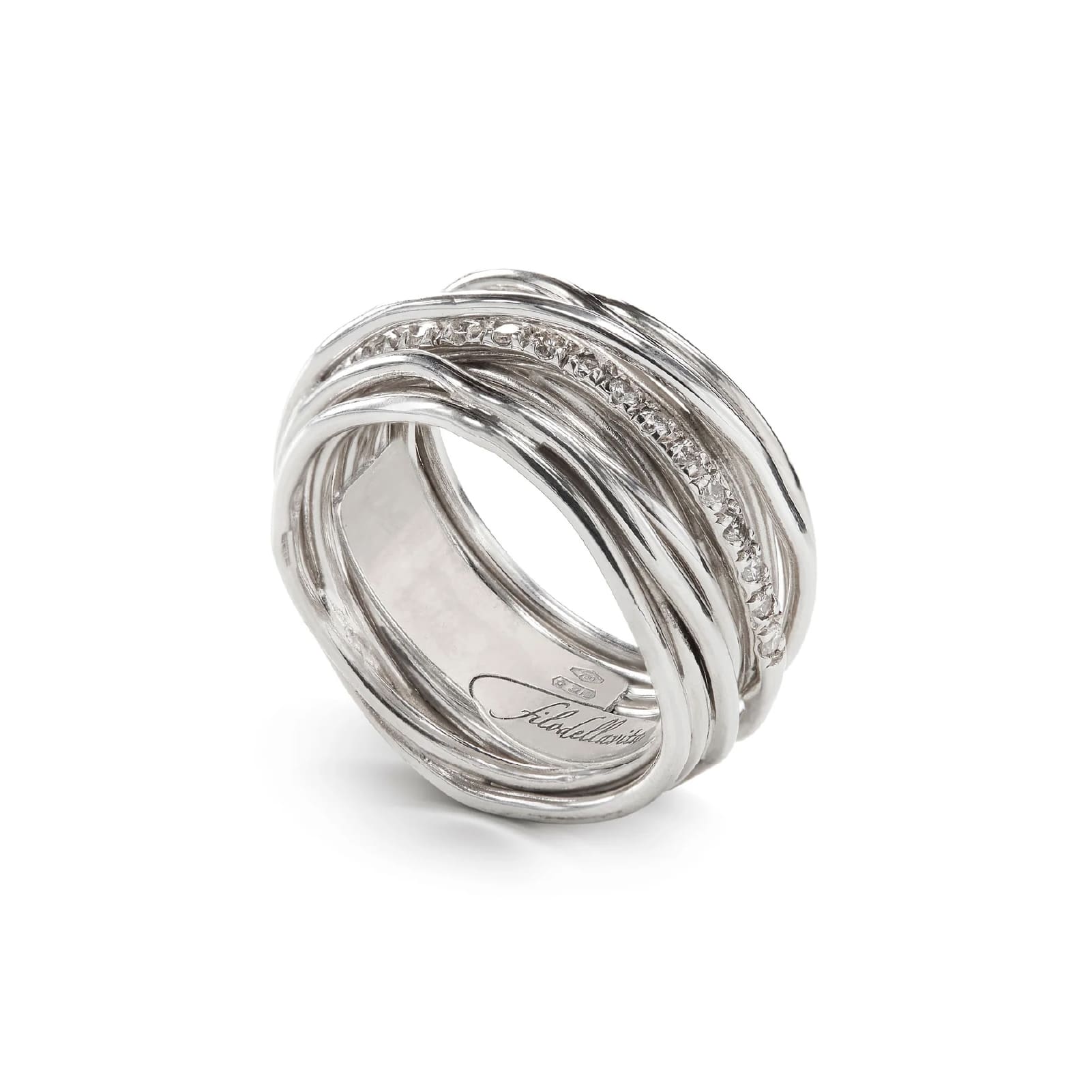 Anello Rubinia Filodellavita 13 fili e diamanti bianchi 0,21ct 14