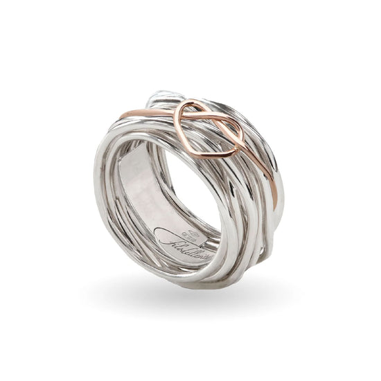 Anello Rubinia Filodellavita 13 fili argento cuore annodato 14