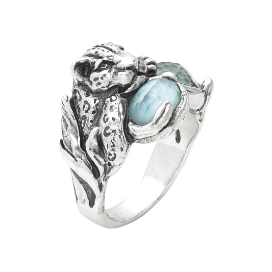 Anello Giovanni Raspini Blue Jaguar in argento e pietre 14