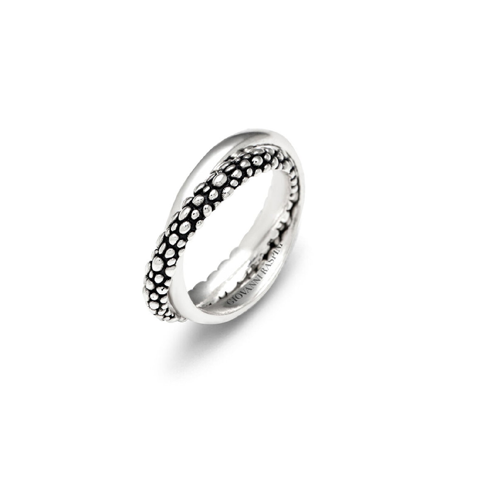 Anello doppio Giovanni Raspini in argento con decoro Perlage 14