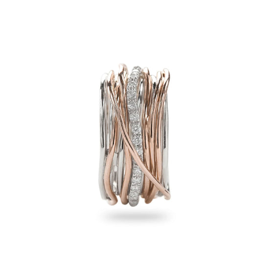 Anello Rubinia Filodellavita 13 fili oro rosa diamanti 0,21ct 14