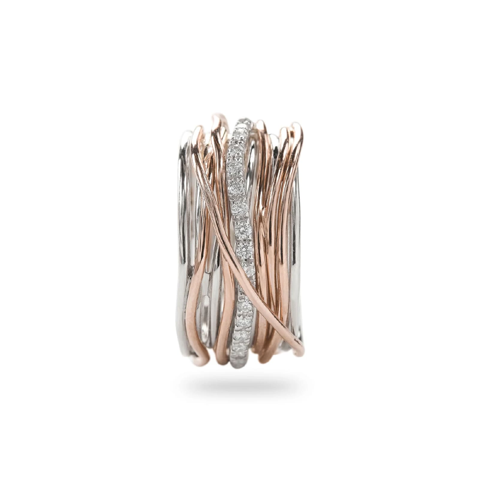 Anello Rubinia Filodellavita 13 fili oro rosa diamanti 0,21ct 14