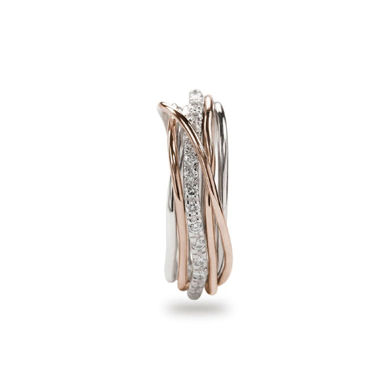 Anello Rubinia Filodellavita 7 fili oro rosa e diamanti 0,21ct 14