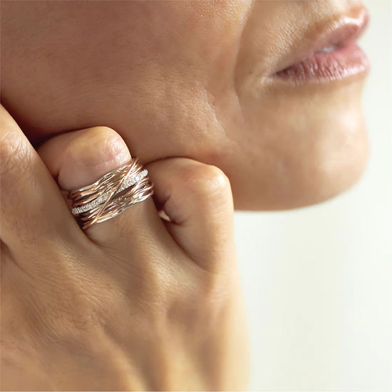 Anello Rubinia Filodellavita 13 fili oro rosa diamanti 0,21ct 14