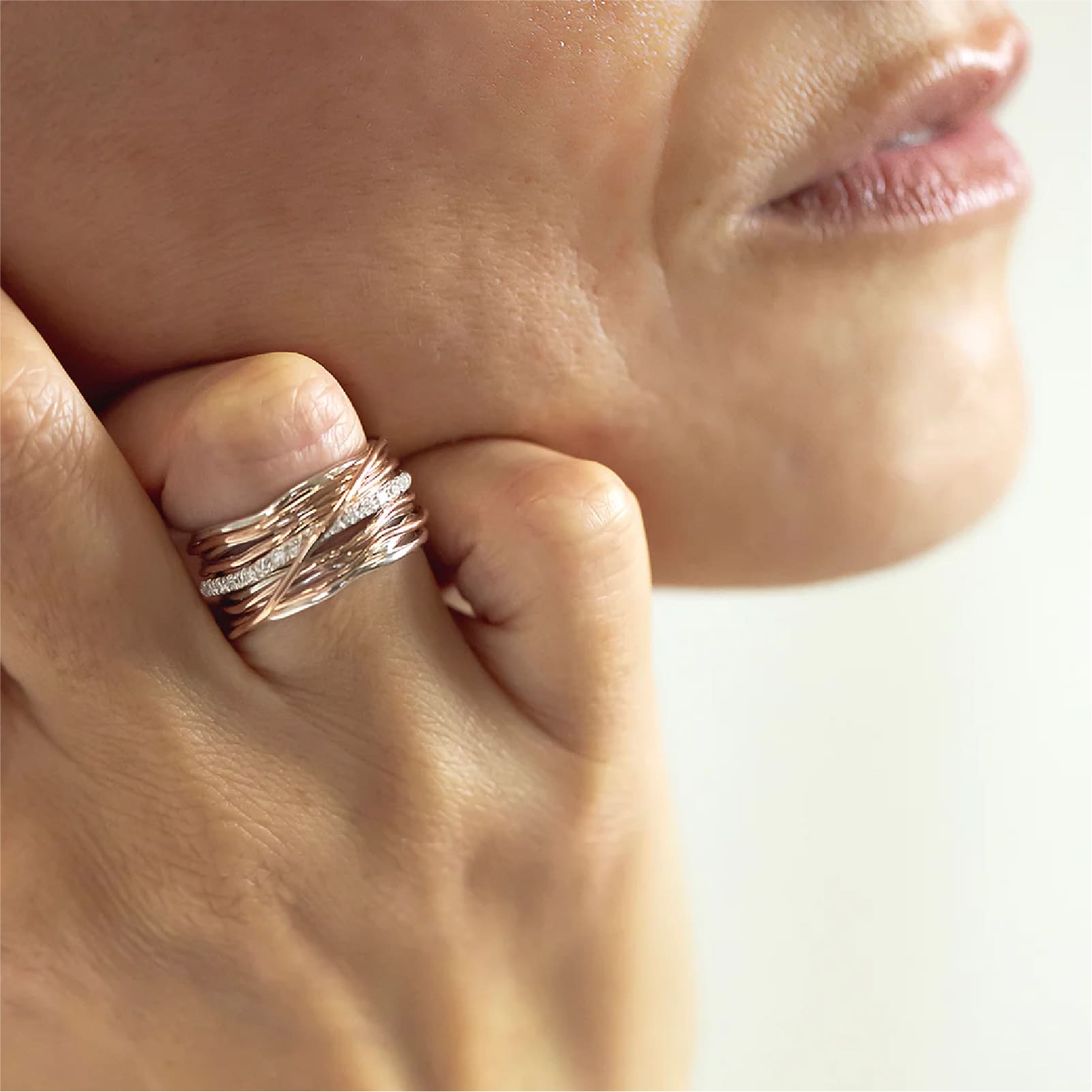 Anello Rubinia Filodellavita 13 fili oro rosa diamanti 0,21ct 14