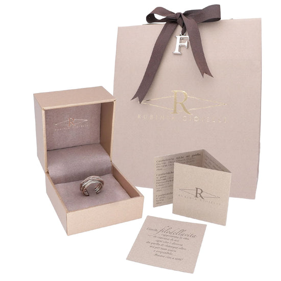 Anello Rubinia Filodellavita 7 fili oro rosa e diamanti 0,21ct 14