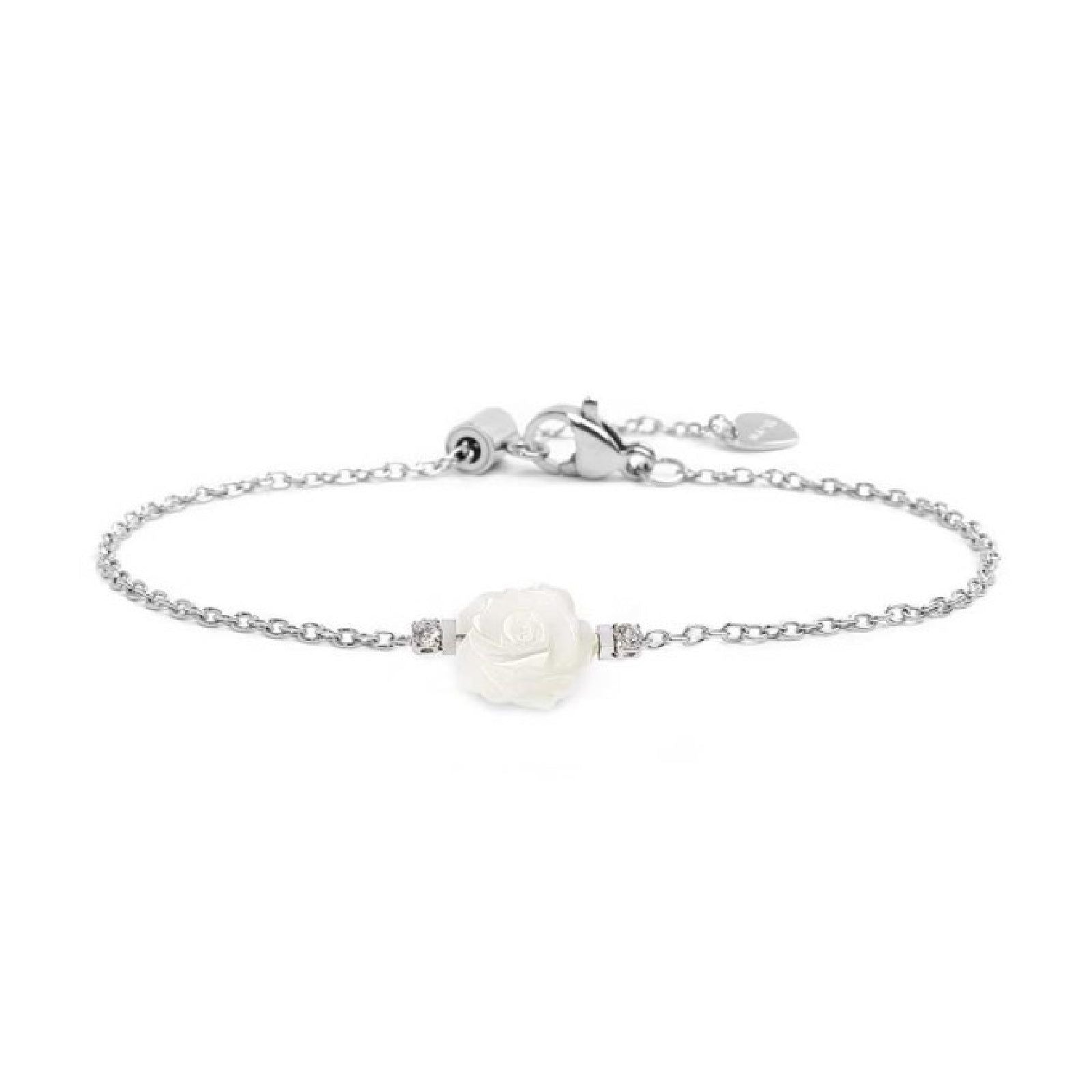 Bracciale donna Marlù Nel Mio Cuore acciaio con rosa in madreperla e zirconi 15BR096-W-1