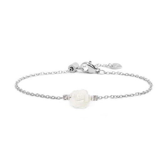 Bracciale donna Marlù Nel Mio Cuore acciaio con rosa in madreperla e zirconi 15BR096-W-1
