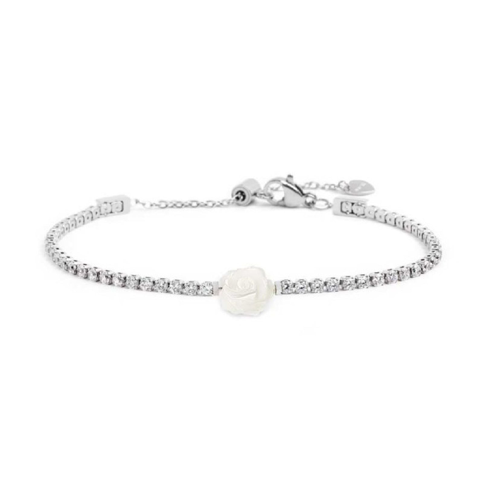 Bracciale tennis donna Marlù Nel Mio Cuore acciaio con rosa madreperla e zirconi 15BR097-W-1