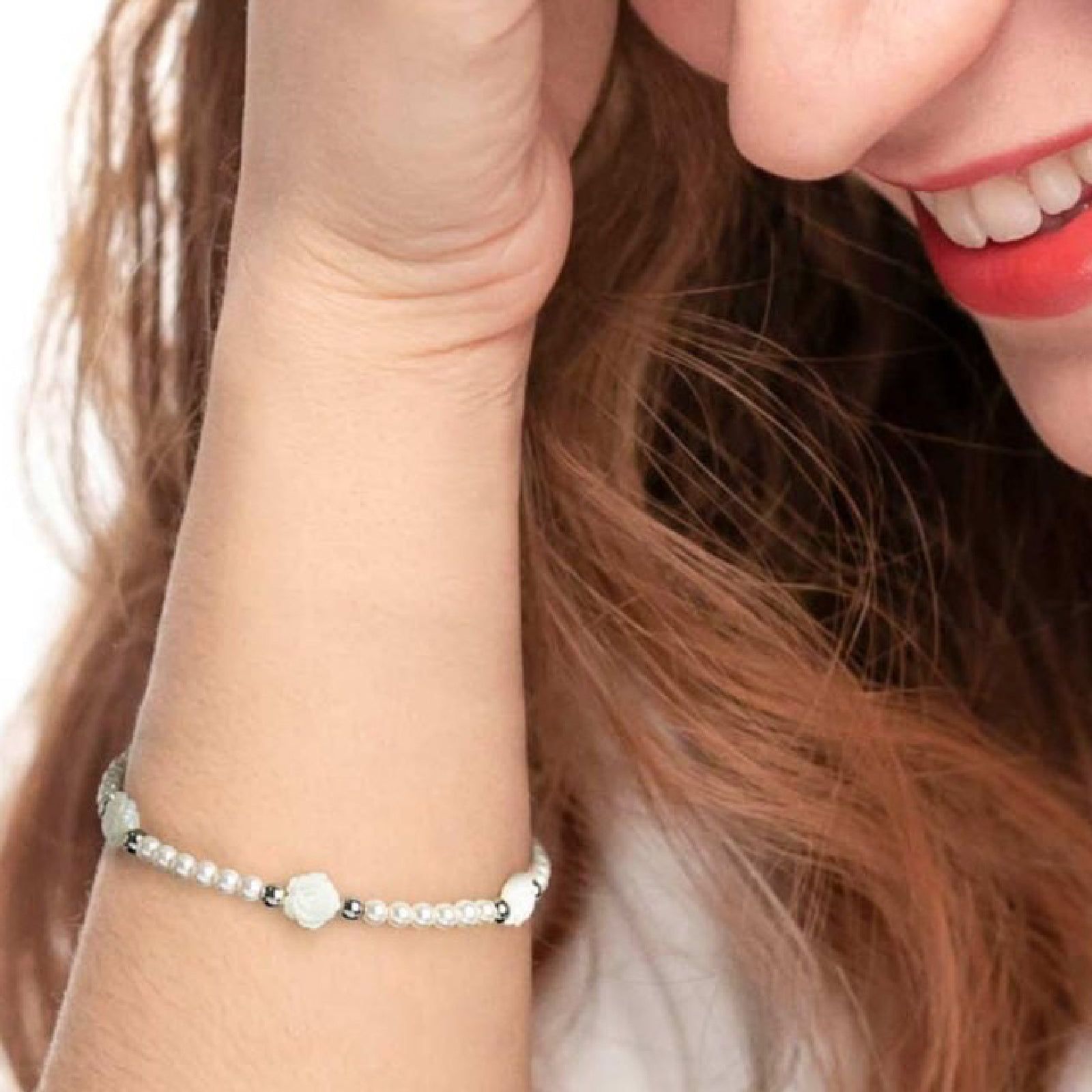 Bracciale filo di perle donna Marlù Nel Mio Cuore in acciaio con rose in madreperla 15BR098-W-2