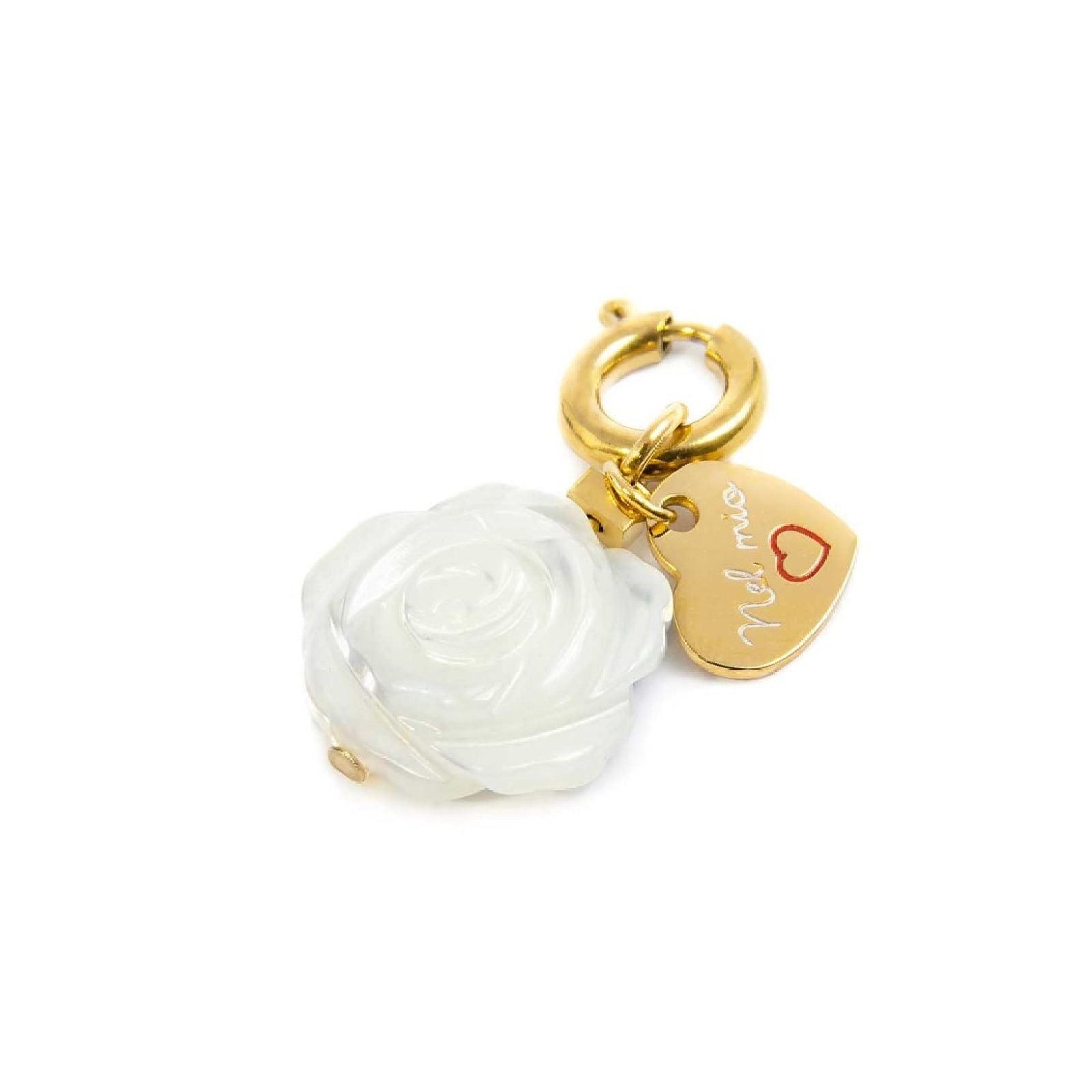 Charm donna Marlù Nel Mio Cuore in acciaio dorato rosa in madreperla e cuore 15CH174G-W-1