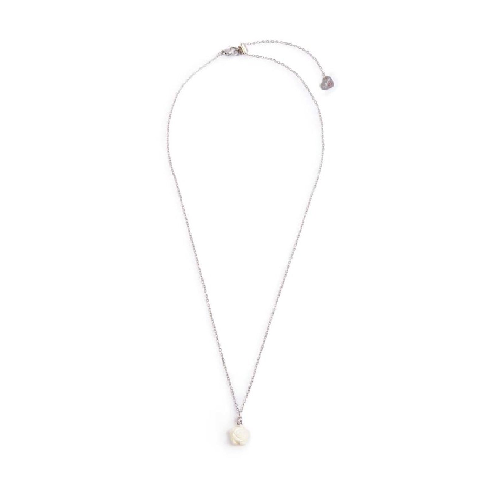 Collana donna Marlù Nel Mio Cuore acciaio con rosa in madreperla e zirconi 15CN041-W