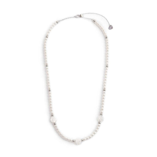 Collana filo di perle donna Marlù Nel Mio Cuore in acciaio con rose in madreperla 15CN042-W