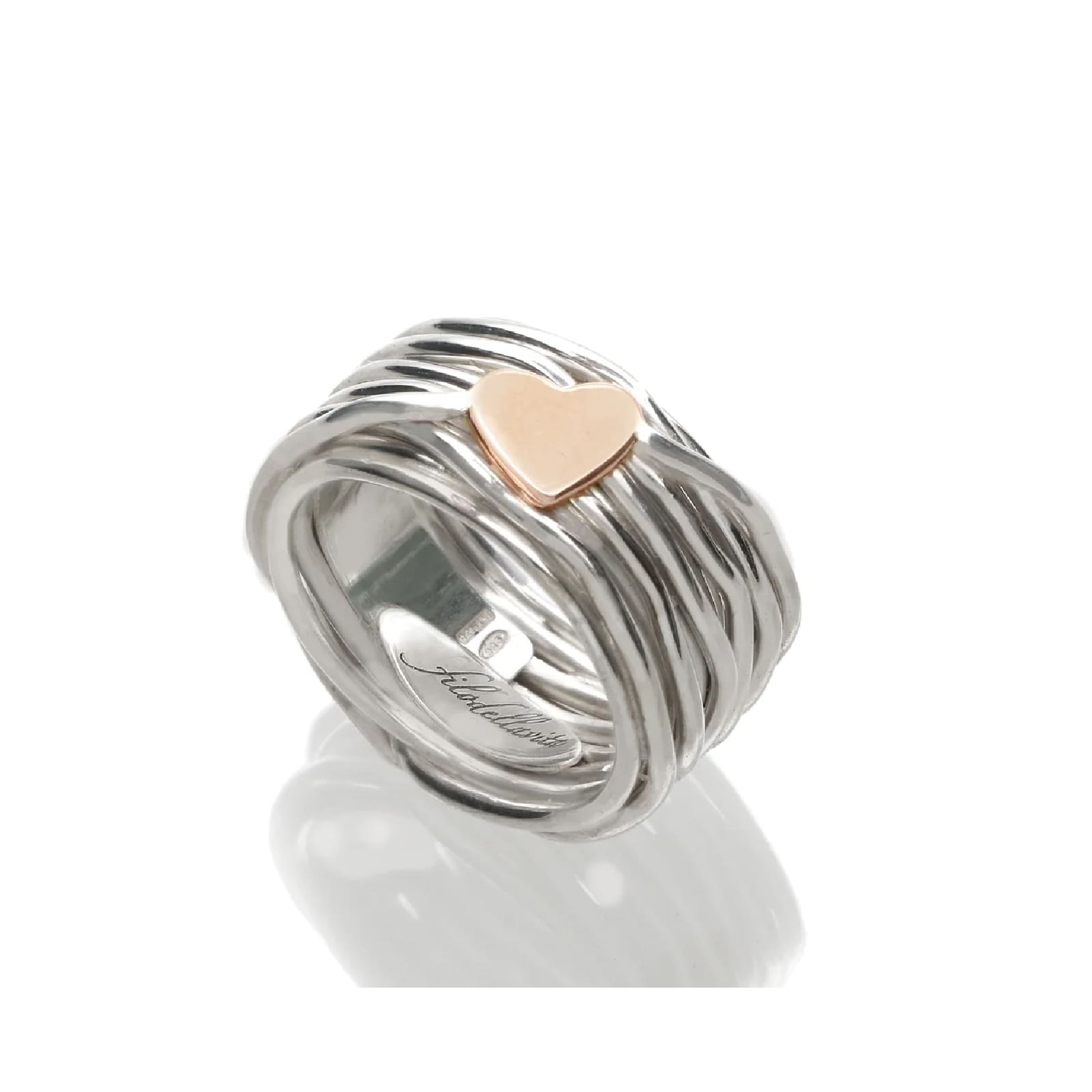 Anello Rubinia Filodellavita 13 fili argento cuoricino in oro 15