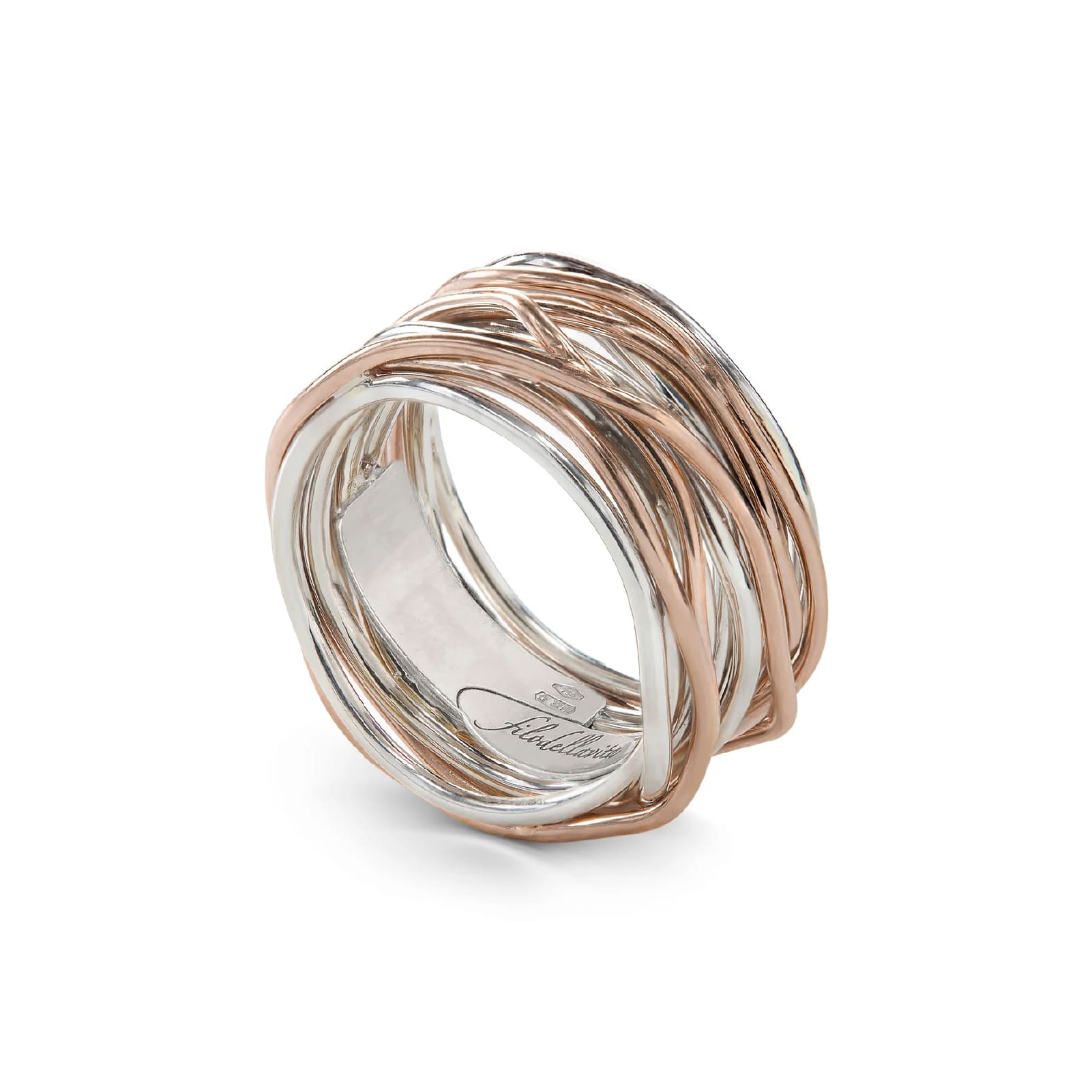 Anello Rubinia Filodellavita 13 fili in oro rosa 9kt e argento 15