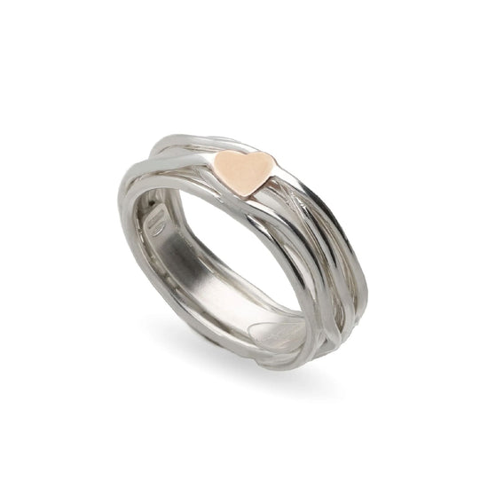 Anello Rubinia Filodellavita 7 fili argento e cuoricino in oro 15