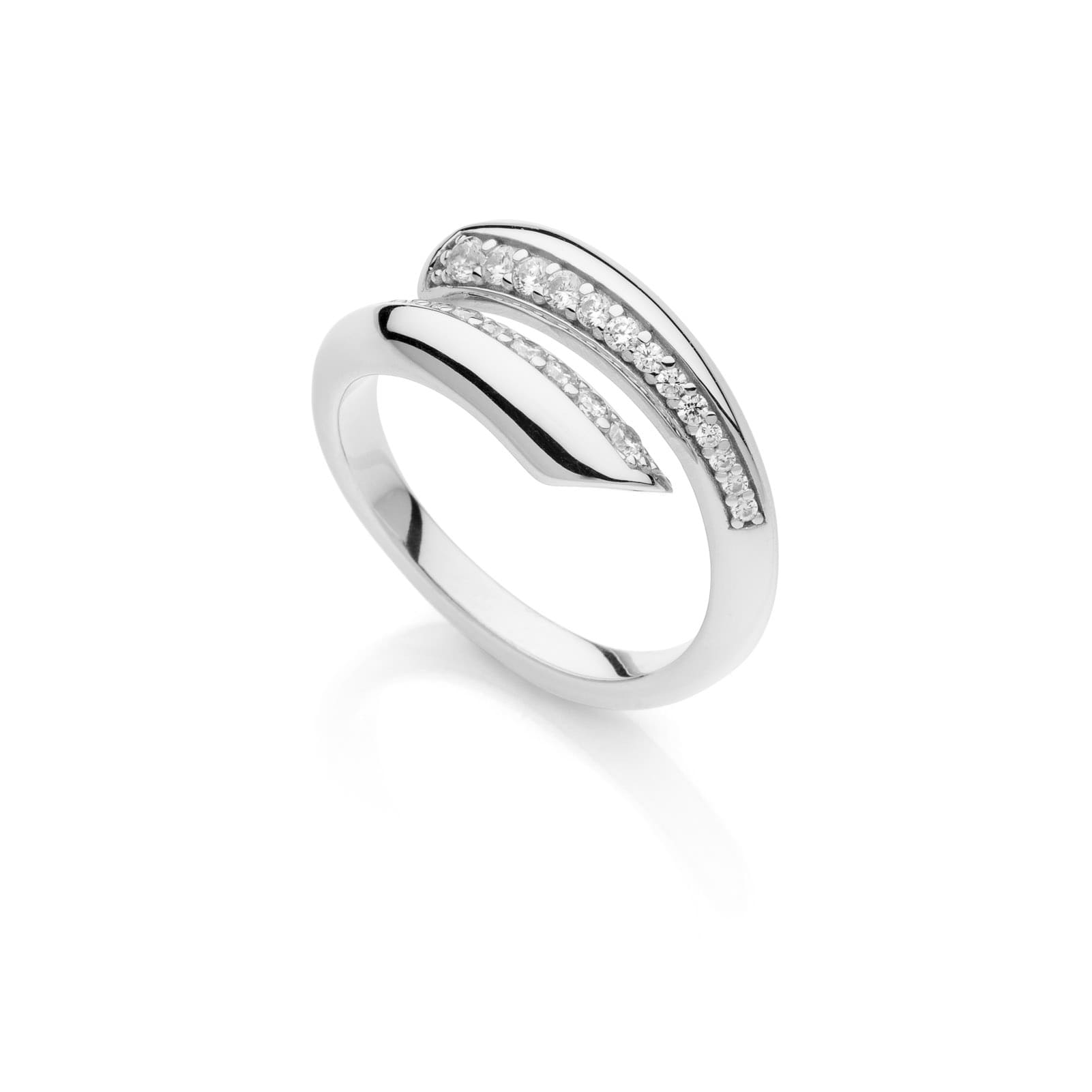 Anello contrarié Unoaerre argento e pavé di zirconi bianchi 15