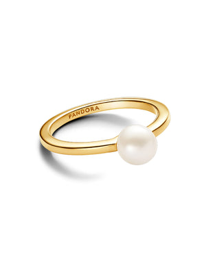 Anello da donna Pandora Timeless in lega metallica dorata con una perla coltivata 163157C01