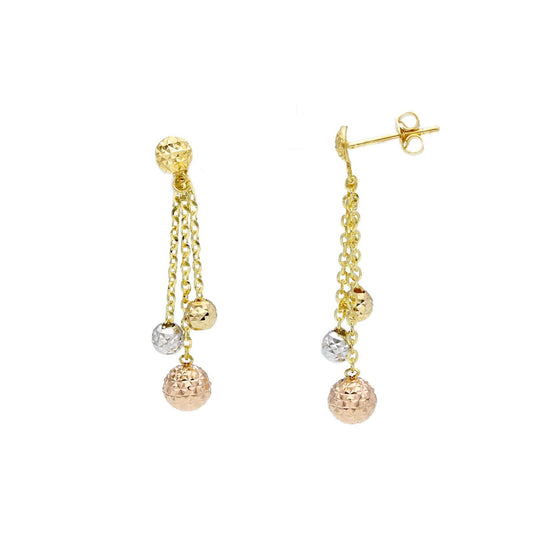 Orecchini pendenti donna JOY Gioielli in oro bianco, giallo e rosa con piccole sfere 168759-1