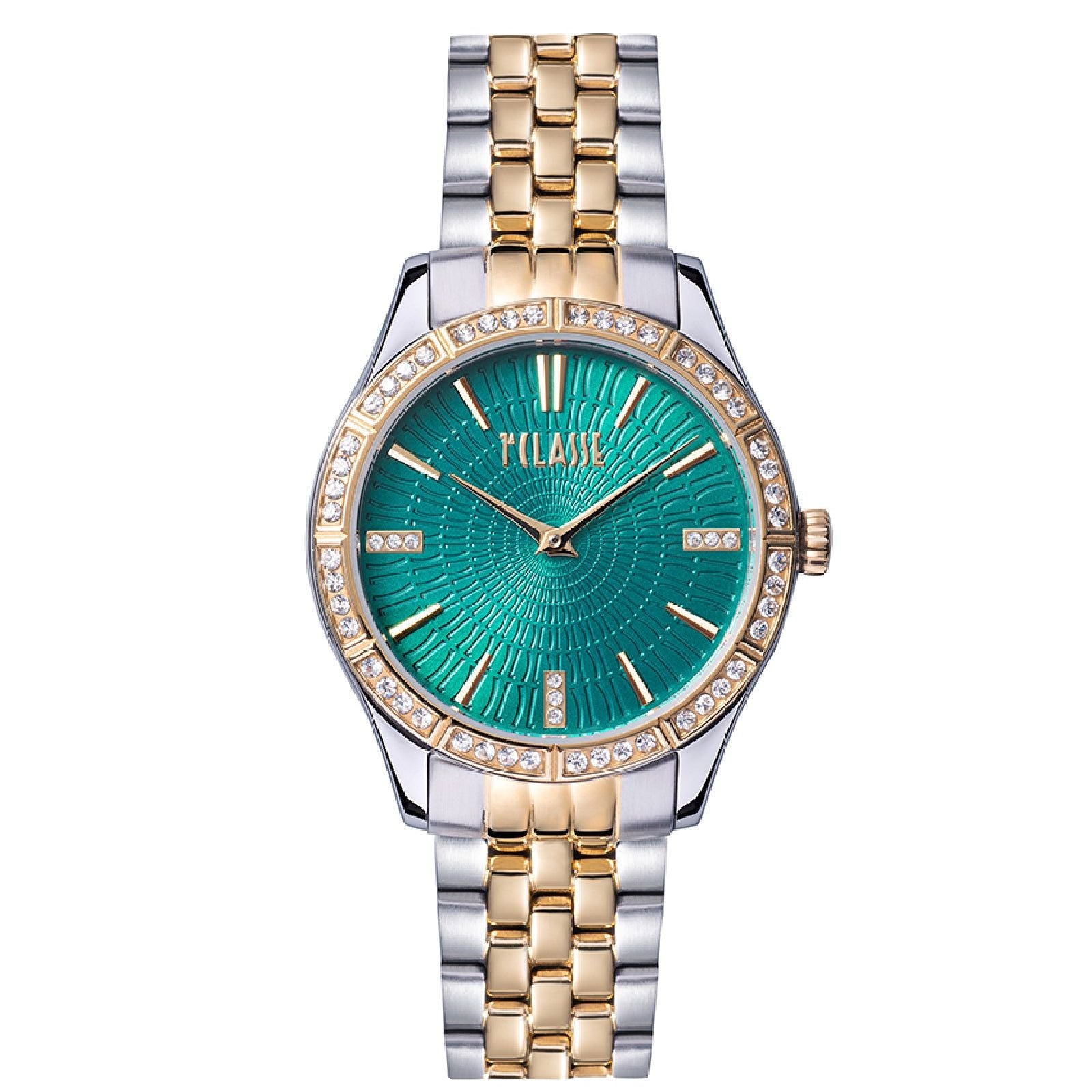 Orologio donna Alviero Martini 1ª Classe Cannes acciaio oro e cristalli 32mm 1691004-1