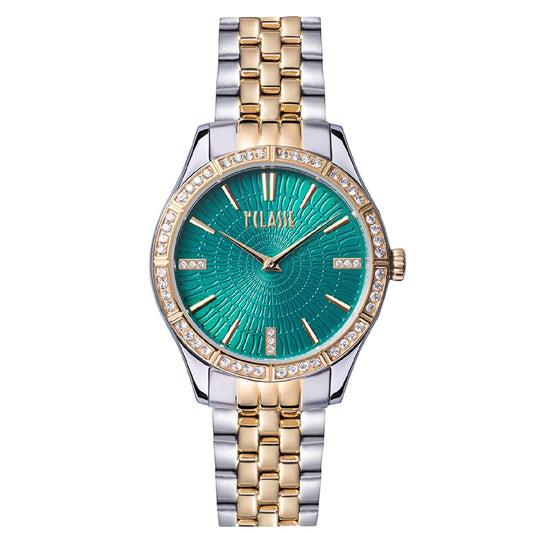 Orologio donna Alviero Martini 1ª Classe Cannes acciaio oro e cristalli 32mm 1691004-1