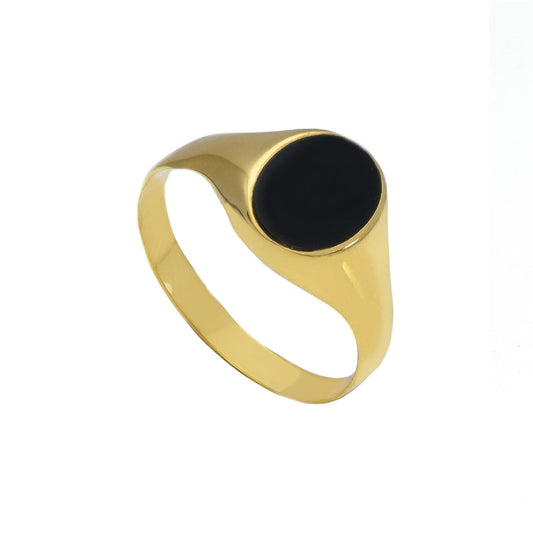 Anello chevalier uomo JOY Gioielli in oro giallo e onice ovale 169140-1