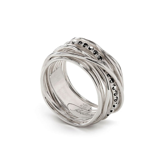 Anello Rubinia Filodellavita 13 fili con diamanti neri 0,21ct 16