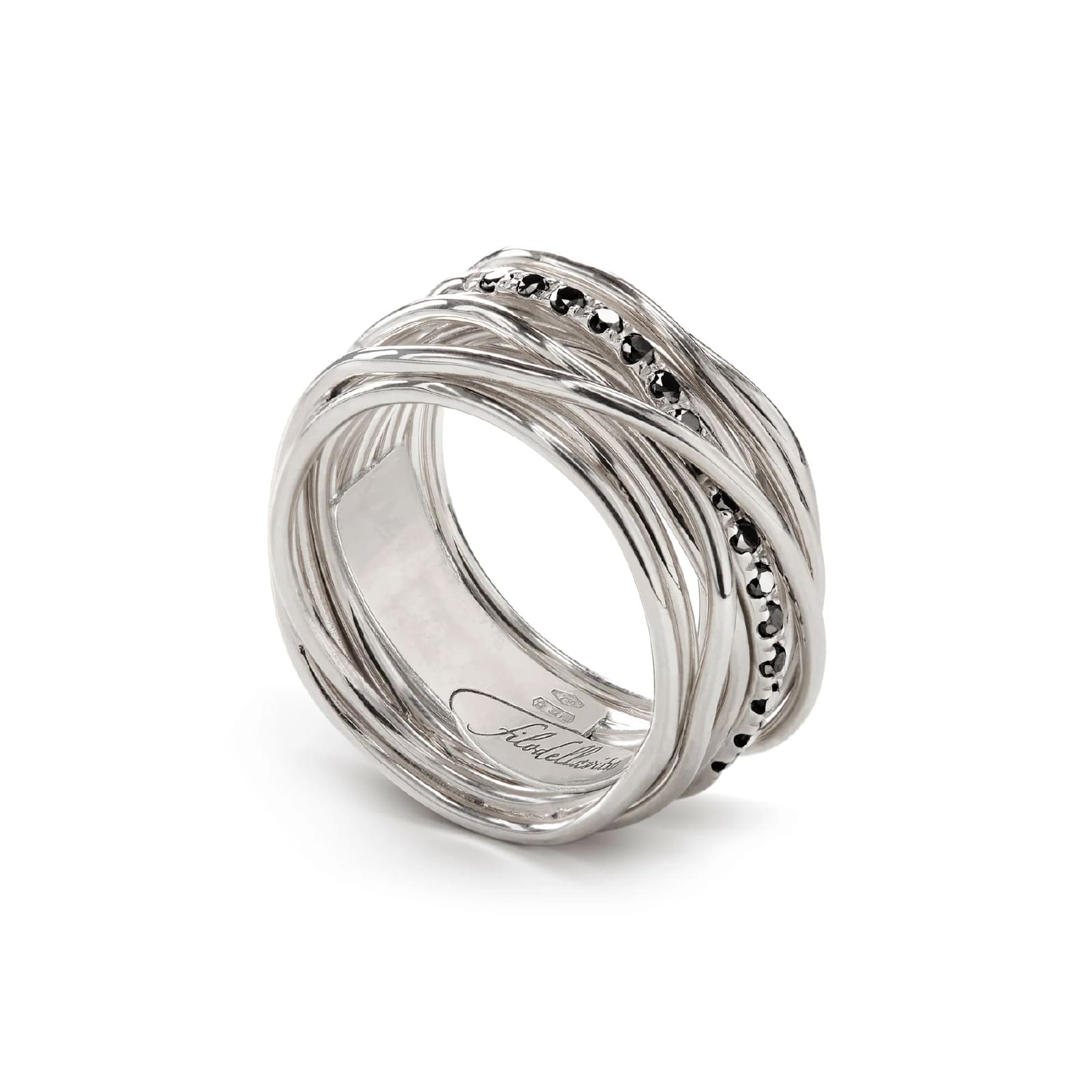 Anello Rubinia Filodellavita 13 fili con diamanti neri 0,21ct 16
