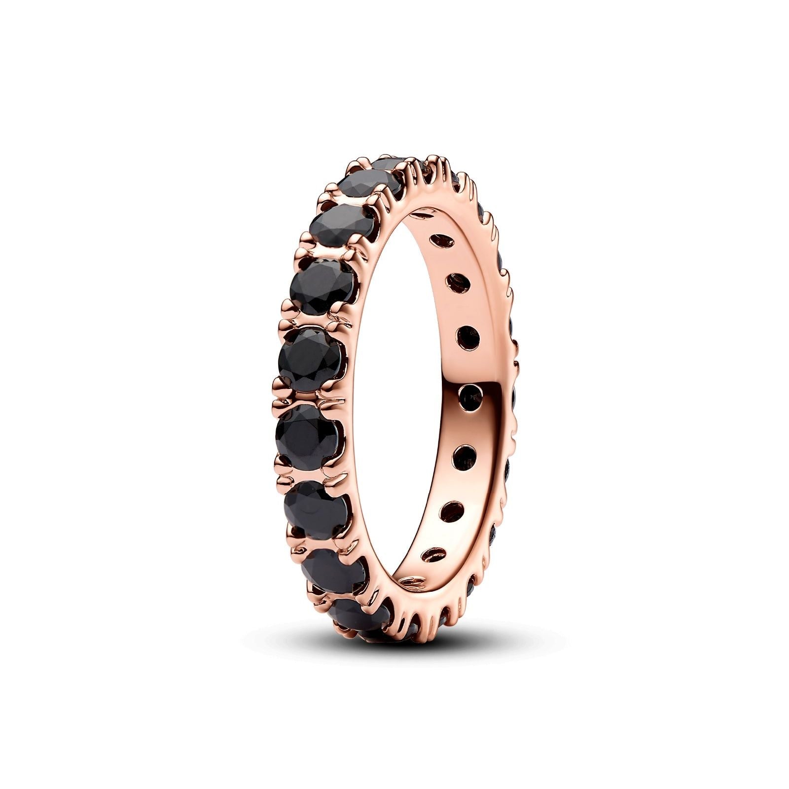 Anello rosé Fascia Scintillante con Pietre Nere 180050C02-1