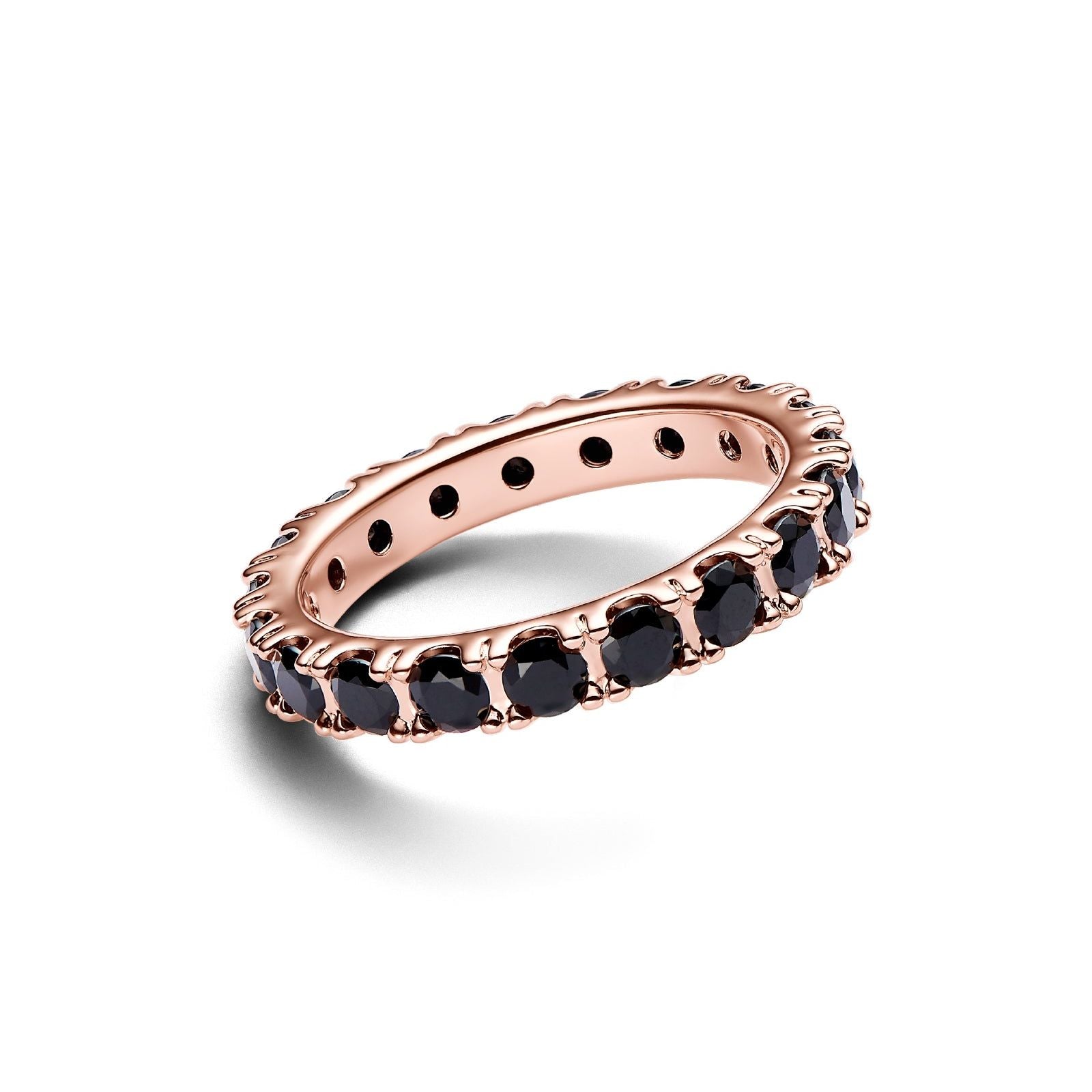 Anello rosé Fascia Scintillante con Pietre Nere 180050C02-2