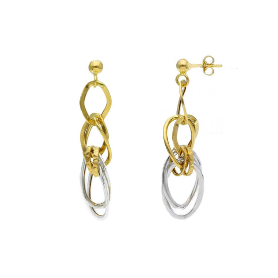 Orecchini pendenti donna JOY Gioielli in oro bianco e giallo maglie incrociate 183415-1
