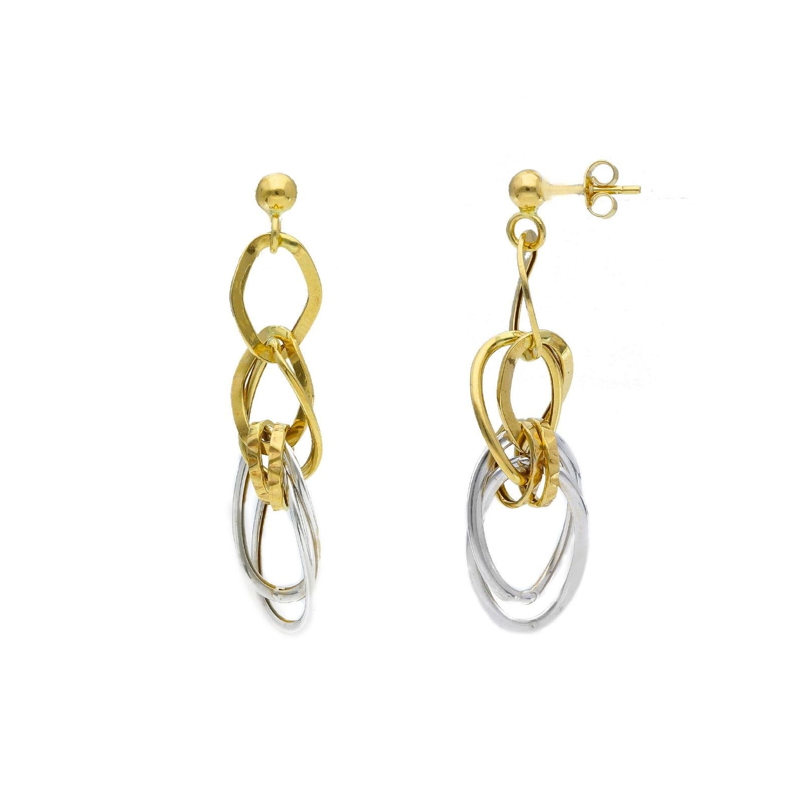 Orecchini pendenti donna JOY Gioielli in oro bianco e giallo maglie incrociate 183415-1