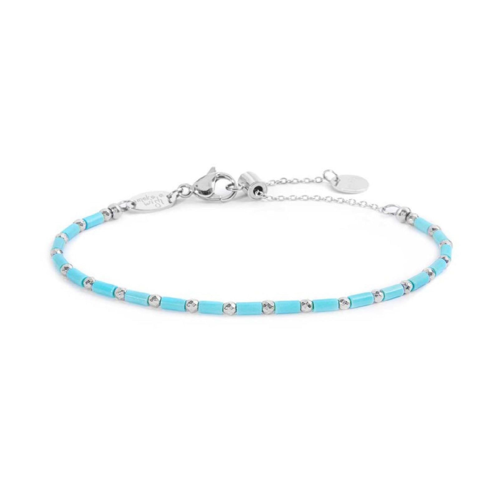 Bracciale a catena Marlù Time To da donna in acciaio con perline turchesi da ematite 18BR210-T-1