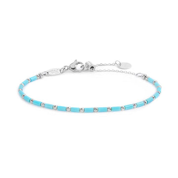 Bracciale a catena Marlù Time To da donna in acciaio con perline turchesi da ematite 18BR210-T-1