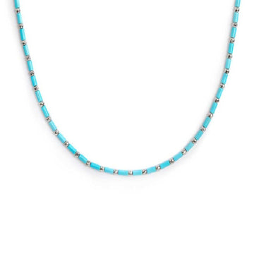 Collana girocollo Marlù Time To da donna in acciaio con perline turchesi da ematite 18CN119-T-1