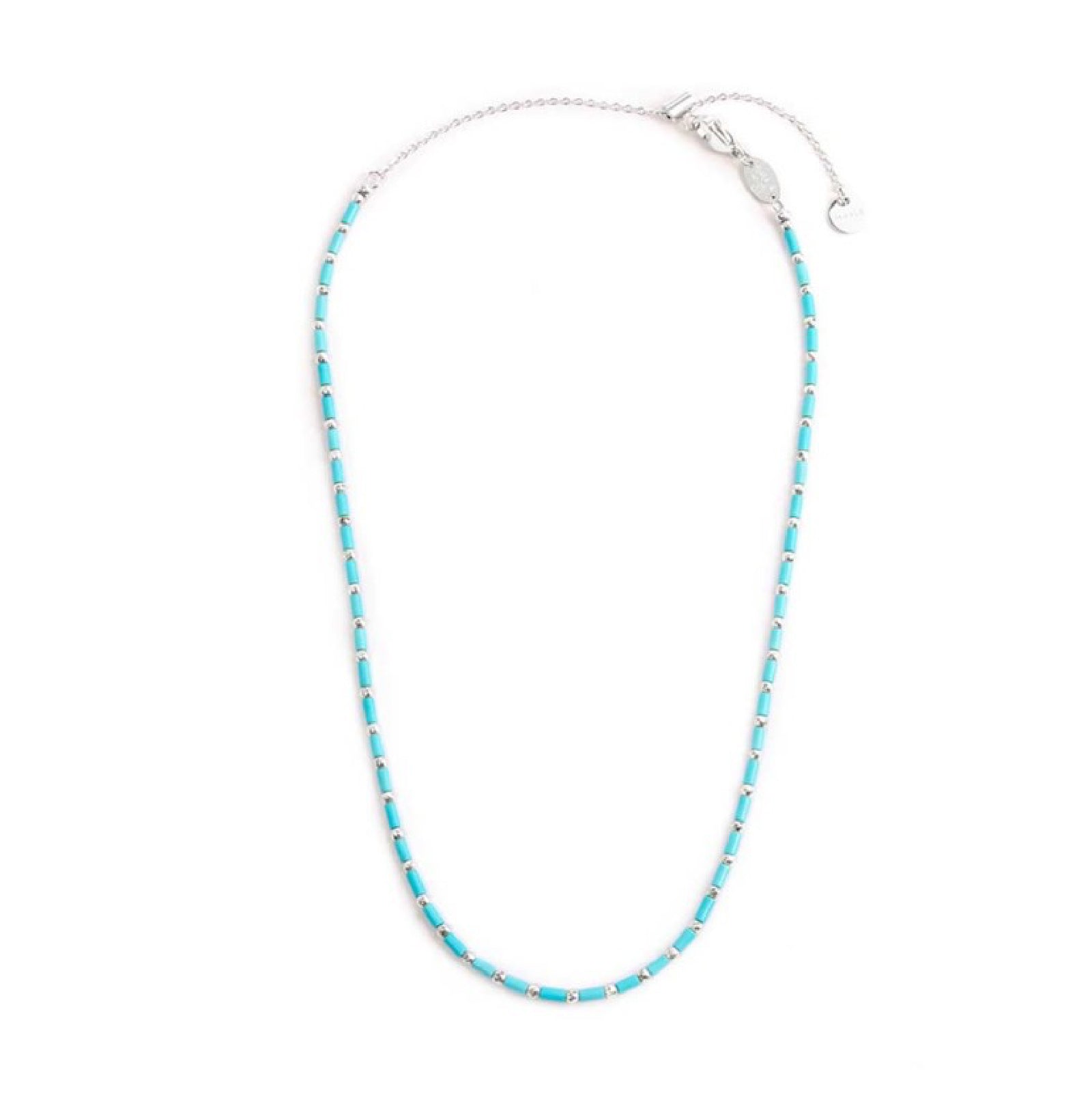 Collana girocollo Marlù Time To da donna in acciaio con perline turchesi da ematite 18CN119-T