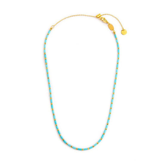 Collana girocollo Marlù Time To da donna in acciaio dorato con perline turchesi da ematite 18CN119G-T