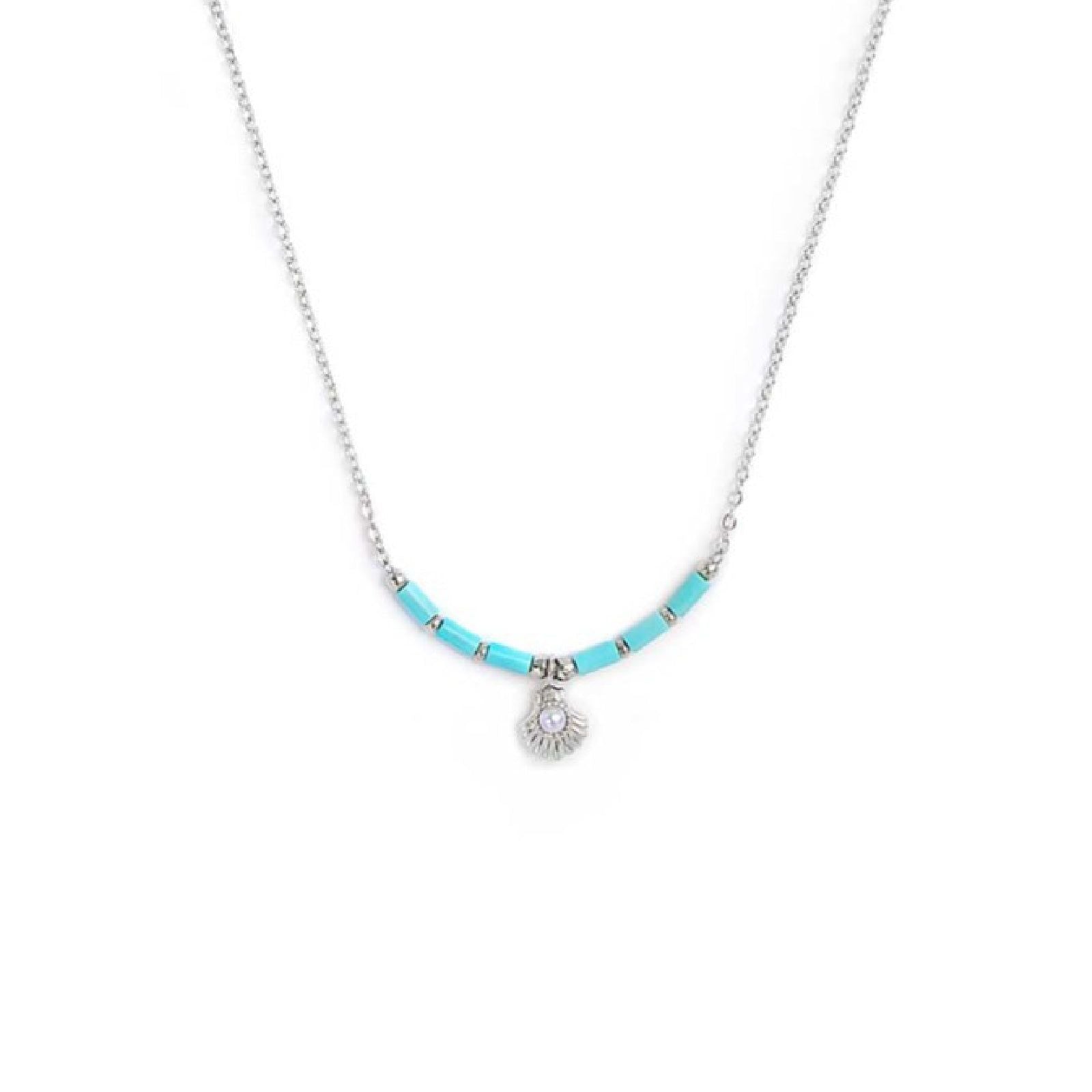 Collana girocollo Marlù Time To donna acciaio perline,ematite e pendente conchiglia 18CN120-T-1
