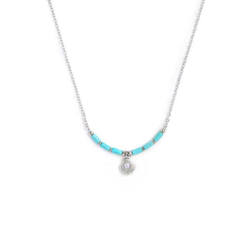Collana girocollo Marlù Time To donna acciaio perline,ematite e pendente conchiglia 18CN120-T-1