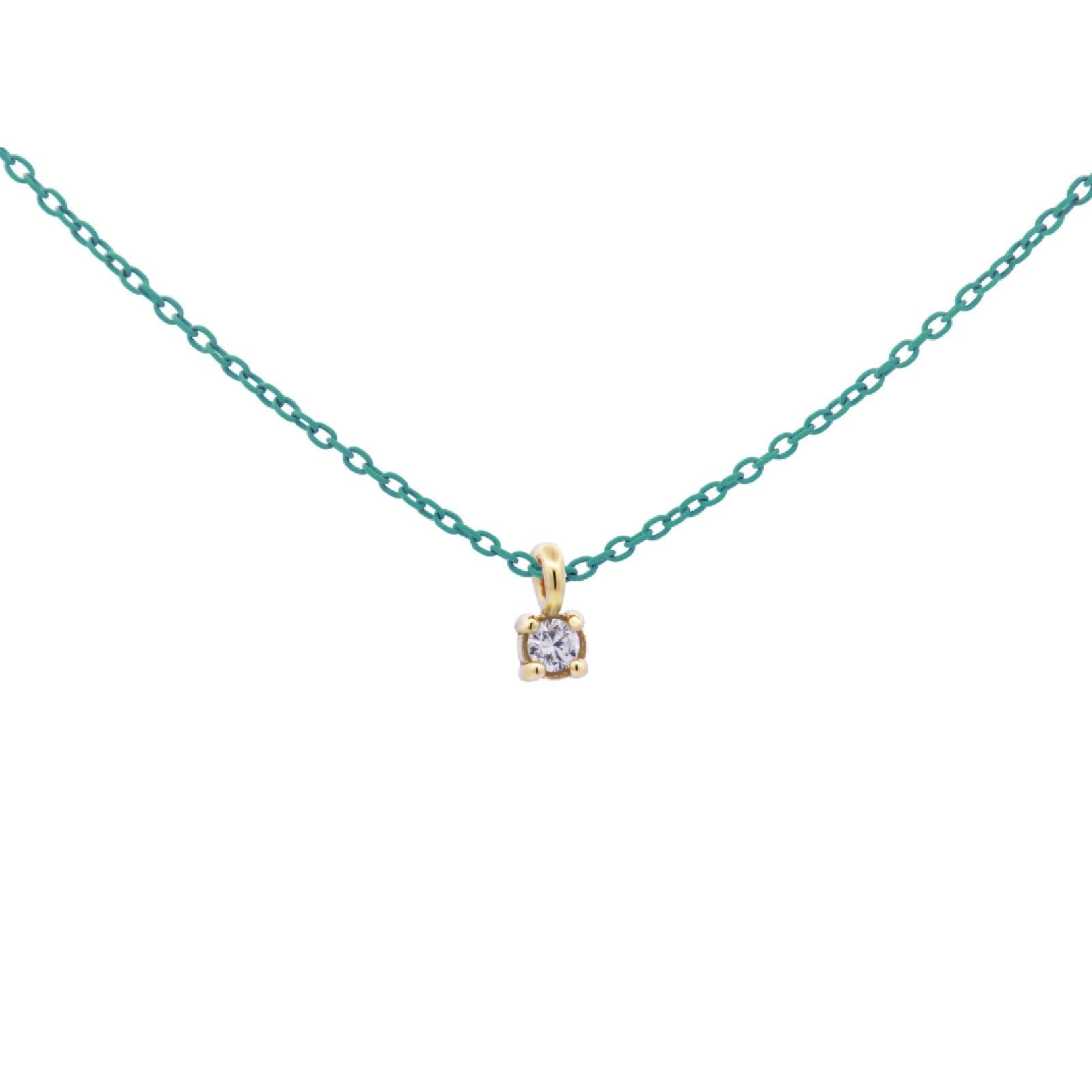 Collana in argento verde Rue Des Mille Golden Mate donna in oro e diamante 18K-GRV-K3-DCAST-1