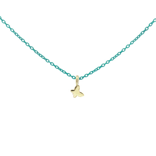 Collana in argento verde Rue Des Mille Golden Mate donna con farfalla oro 18K-GRV-K3-FAR-1