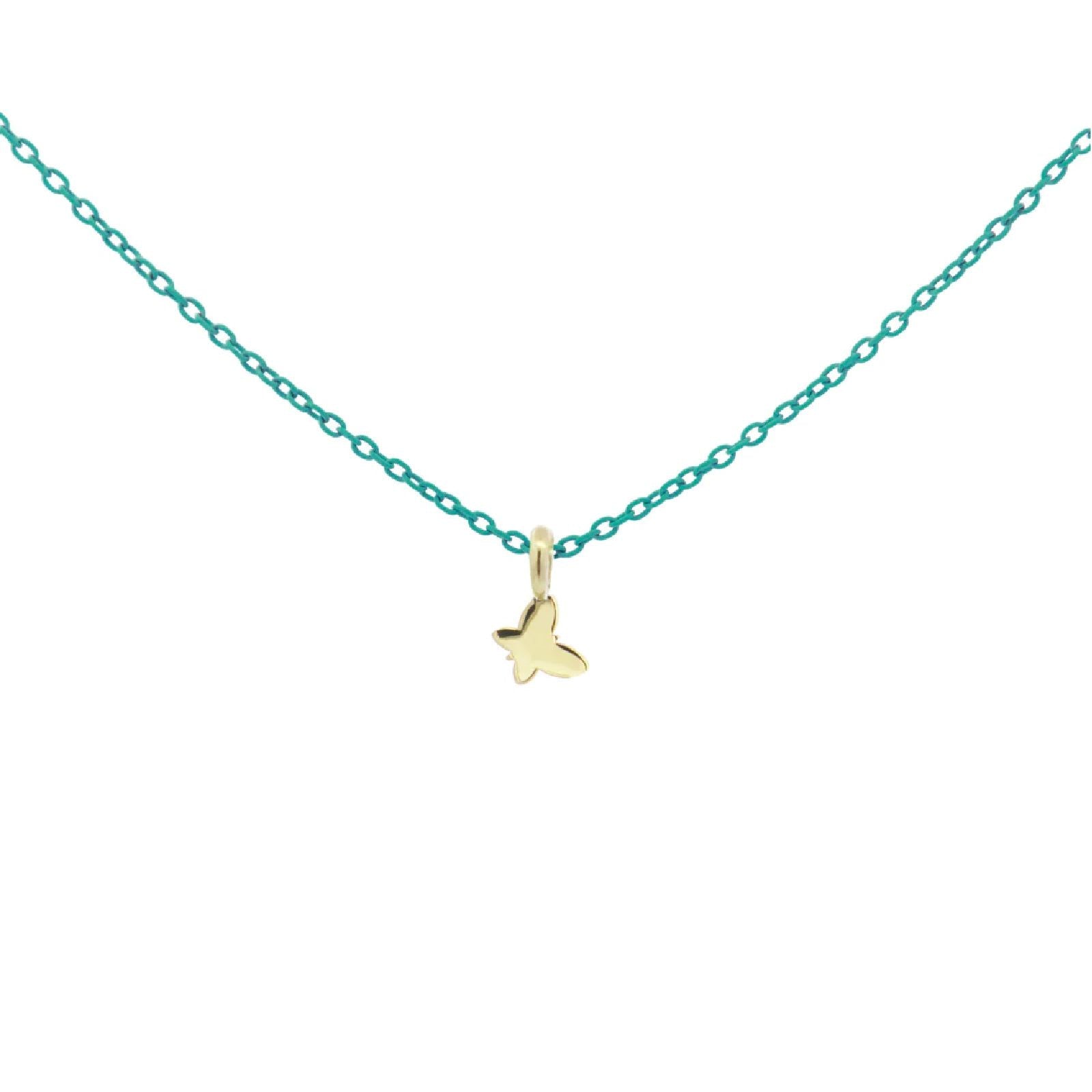 Collana in argento verde Rue Des Mille Golden Mate donna con farfalla oro 18K-GRV-K3-FAR-1