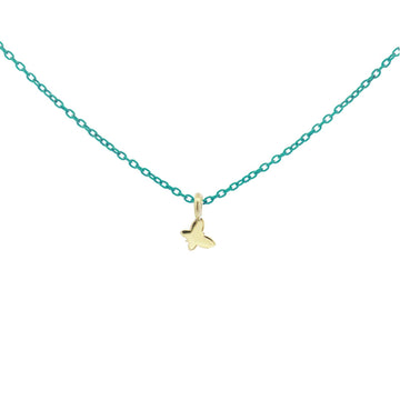 Collana in argento verde Rue Des Mille Golden Mate donna con farfalla oro 18K-GRV-K3-FAR-1