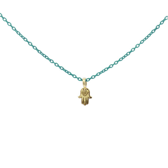 Collana argento verde Rue Des Mille Golden Mate donna con mano Fatima oro 18K-GRV-K3-MAN-1
